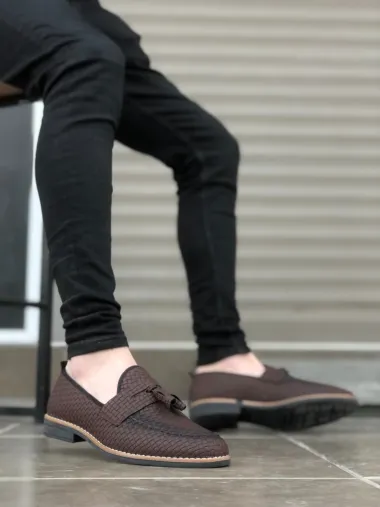 Mocasini barbati maro, tapla subtire, piele eco, comozi 12217 N15-3